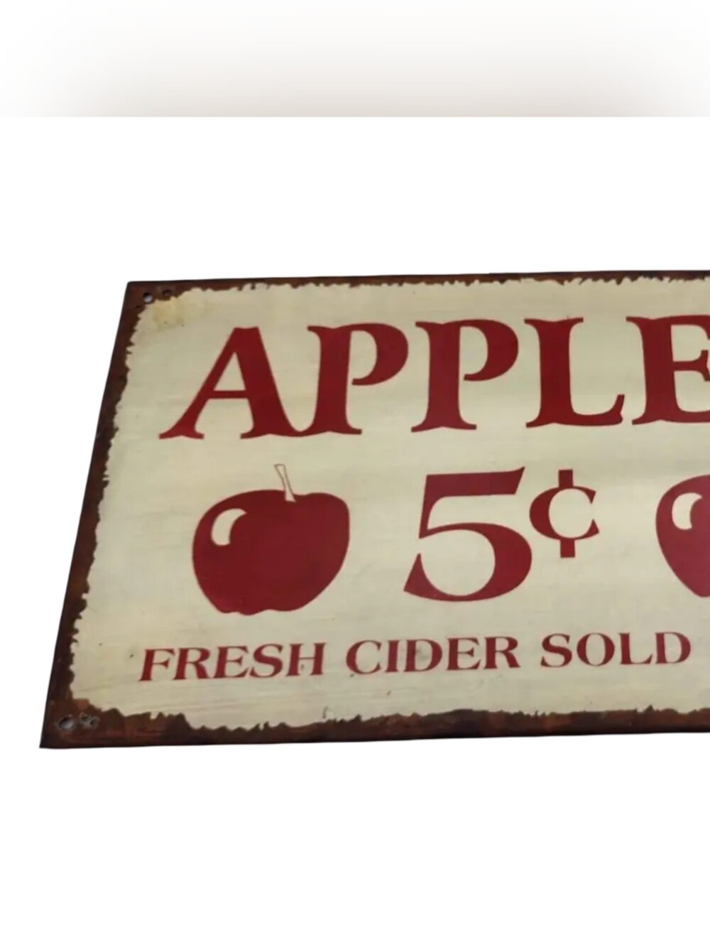 Rustic Apples 5¢ Fresh Cider Farmhouse Metal Wall Sign